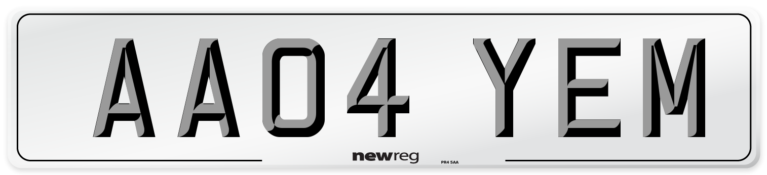 AA04 YEM Number Plate from New Reg